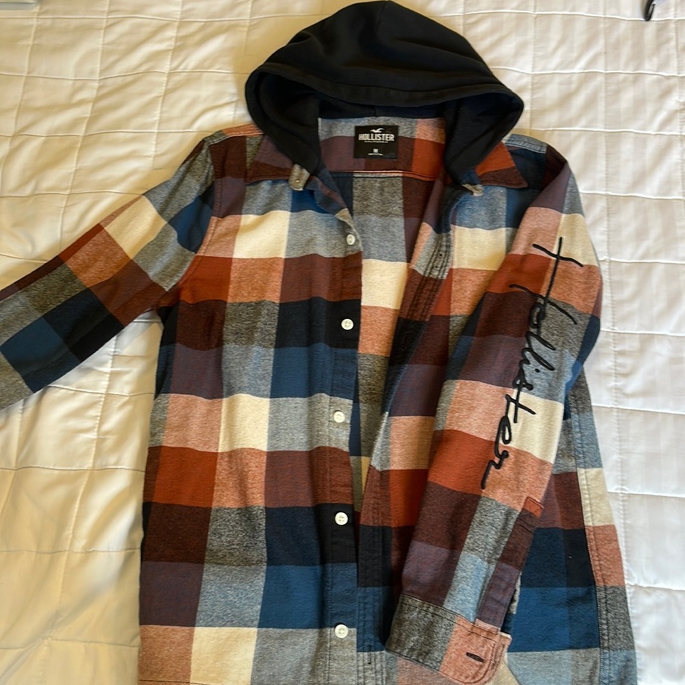Button up Hollister Hooded Flannel